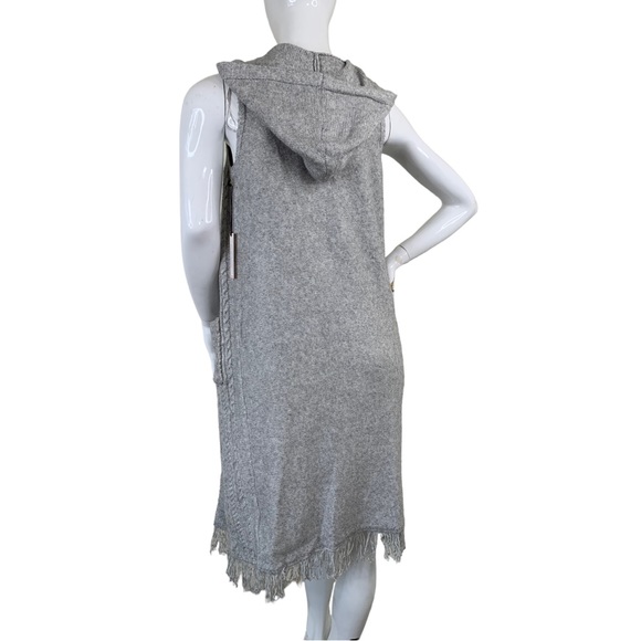 cupcakes & cashmere grey fringe cardigan sweater jacket knitted bohemian sz S SM - Picture 15 of 16